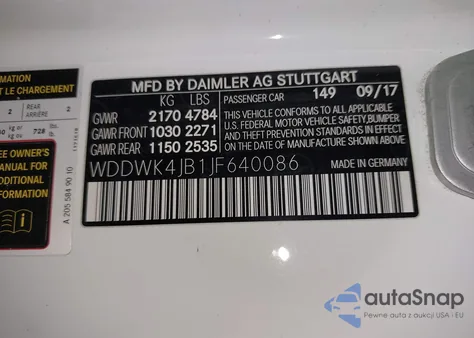 2018 Mercedes-Benz C 300 из США, поврежденный, VIN WDDWK4JB1JF640086